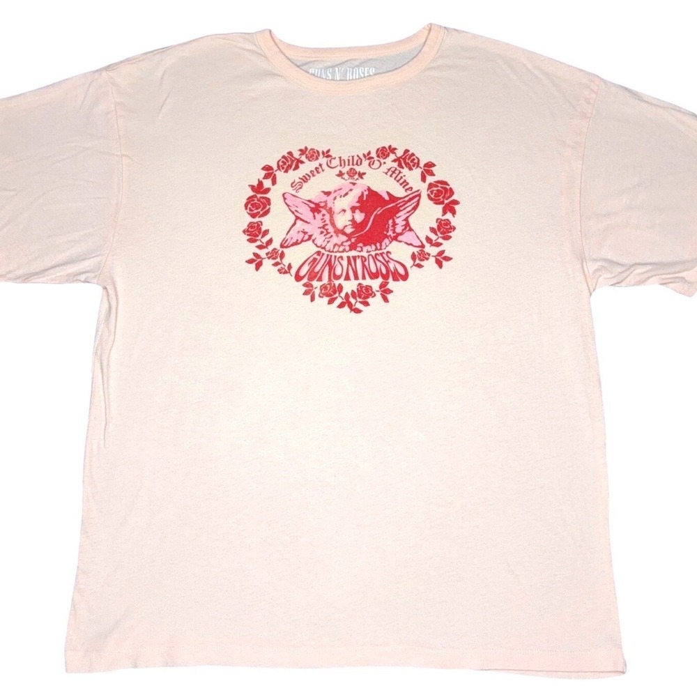 Guns N Roses Graphic Tee Women M Pink Sweet Child O Mine Rock Band Shirt